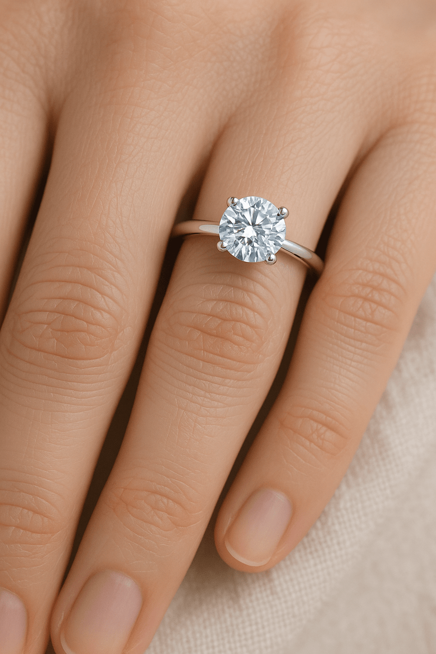 Ella Lab Diamond Solitaire Engagement Ring 1.00ct D/VVS 18k White Gold - After Diamonds