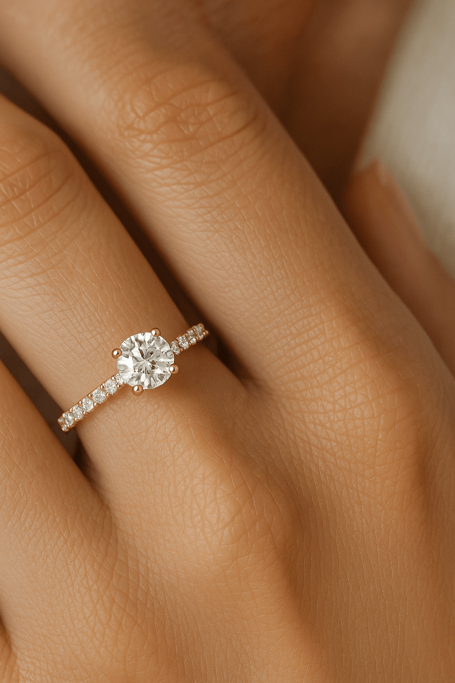 Emily Lab Diamond Round Engagement Ring 0.75ct G/VS 9k Yellow Gold - After Diamonds
