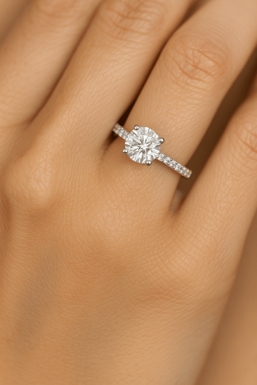 Emily Lab Diamond Round Engagement Ring 1.25ct D/VVS 18k White Gold - After Diamonds