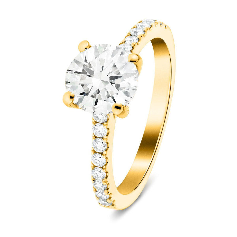 Emily Lab Diamond Round Engagement Ring 2.30ct D/VVS 18k Yellow Gold - After Diamonds