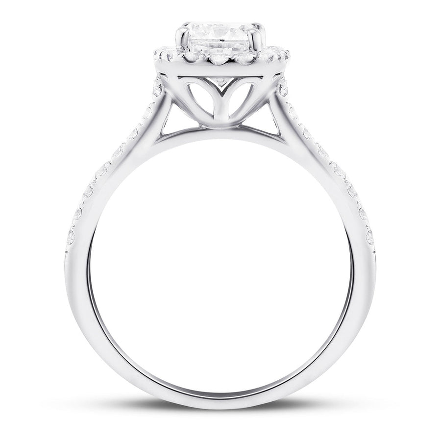 Eva Lab Diamond Halo Cushion Engagement Ring 3.75ct D/VVS in Platinum - After Diamonds