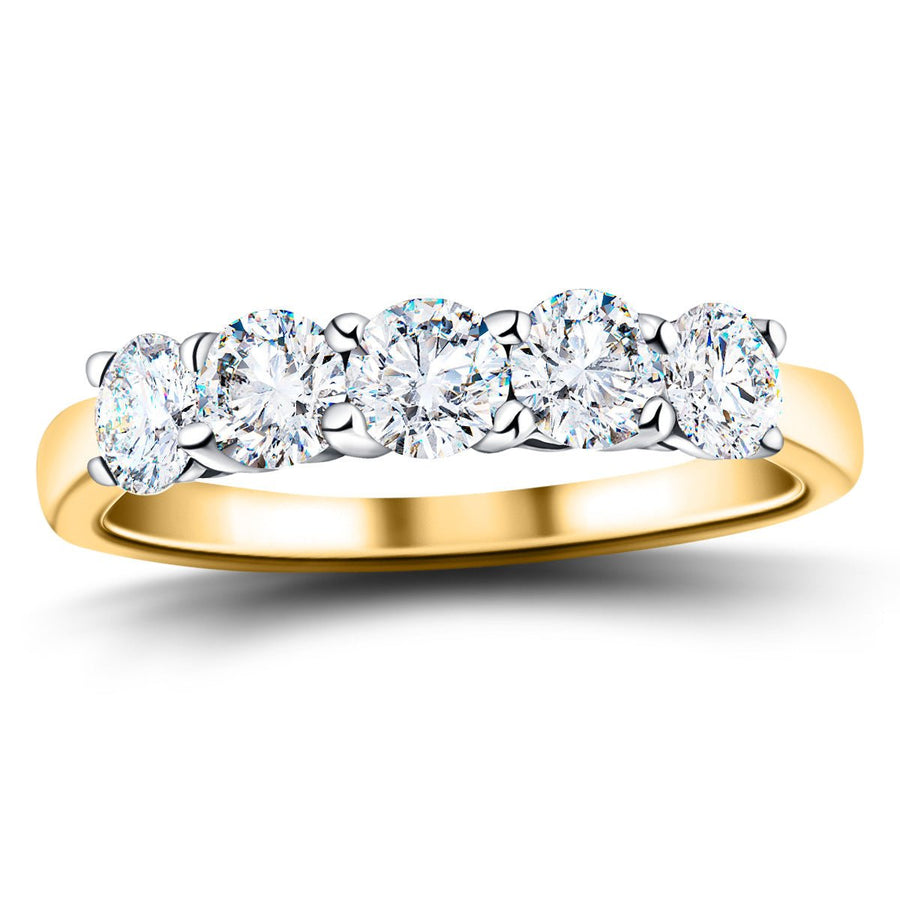 Five Stone Lab Diamond Eternity Ring 5.00ct G/VS in 18k Yellow Gold - After Diamonds