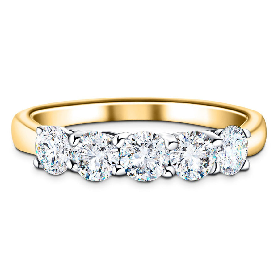 Five Stone Lab Diamond Eternity Ring 5.00ct G/VS in 18k Yellow Gold - After Diamonds