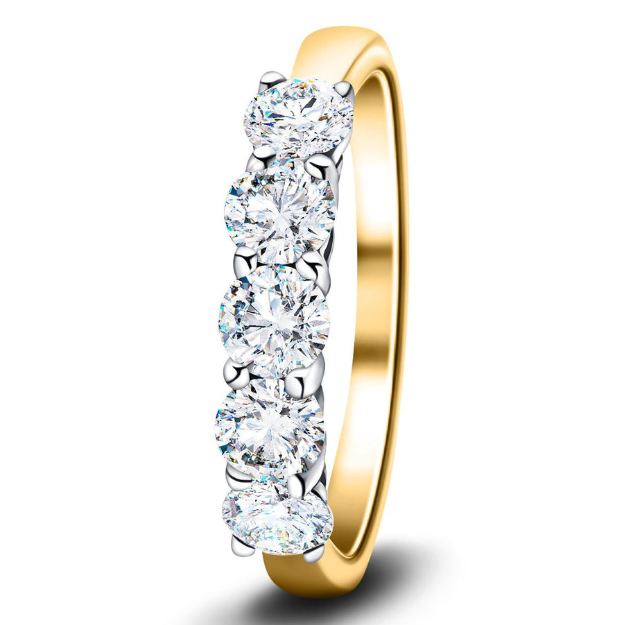 Five Stone Lab Diamond Eternity Ring 5.00ct G/VS in 18k Yellow Gold - After Diamonds