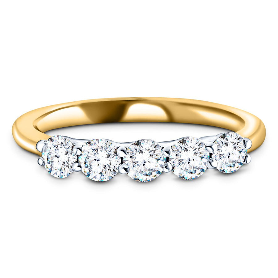 Five Stone Lab Diamond Ring 0.75ct G/VS in 9k Yellow Gold - After Diamonds