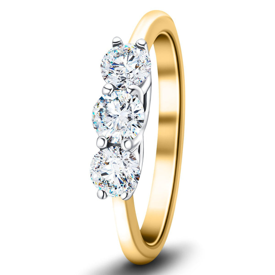 Graduated Three Stone Lab Diamond Ring 1.00ct G/VS in 9k Yellow Gold - After Diamonds