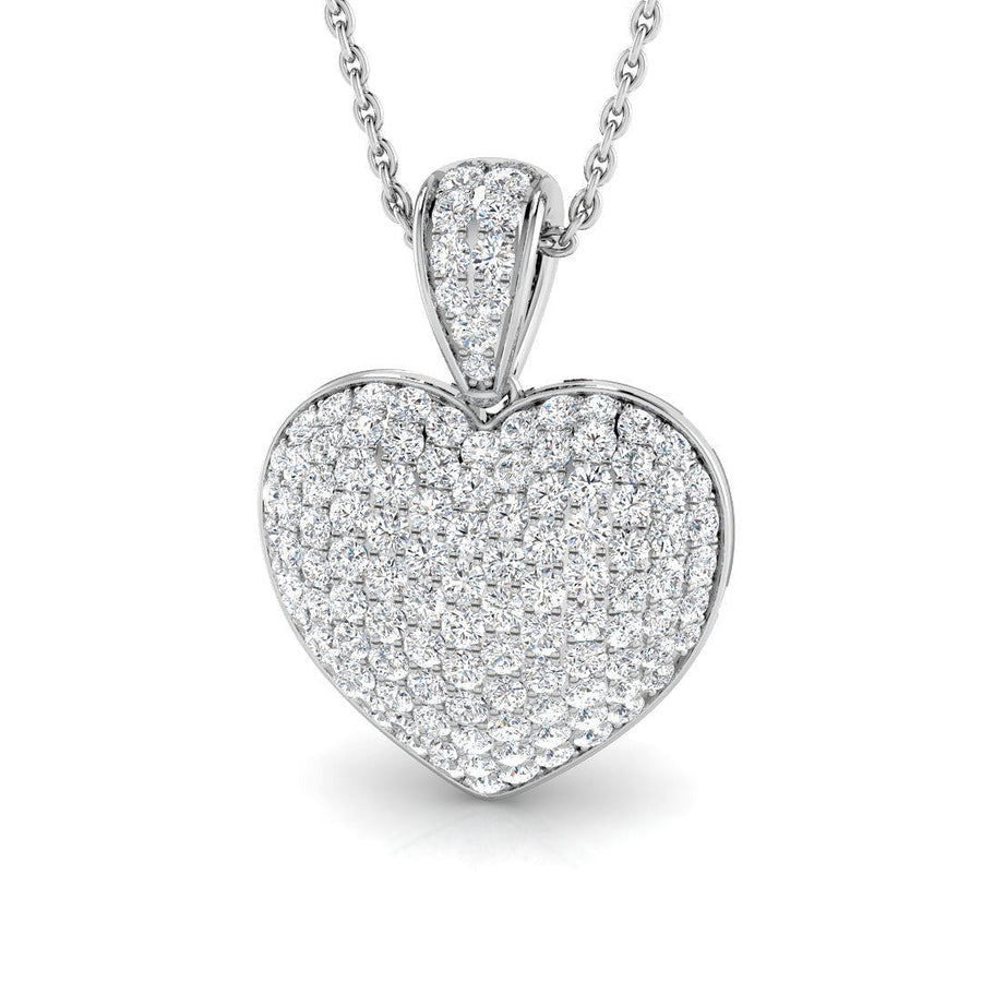 Heart Necklace Pendant Lab Diamond 1.00ct In 9K White Gold - After Diamonds