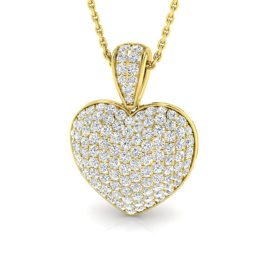 Heart Necklace Pendant Lab Diamond 1.00ct In 9K Yellow Gold - After Diamonds