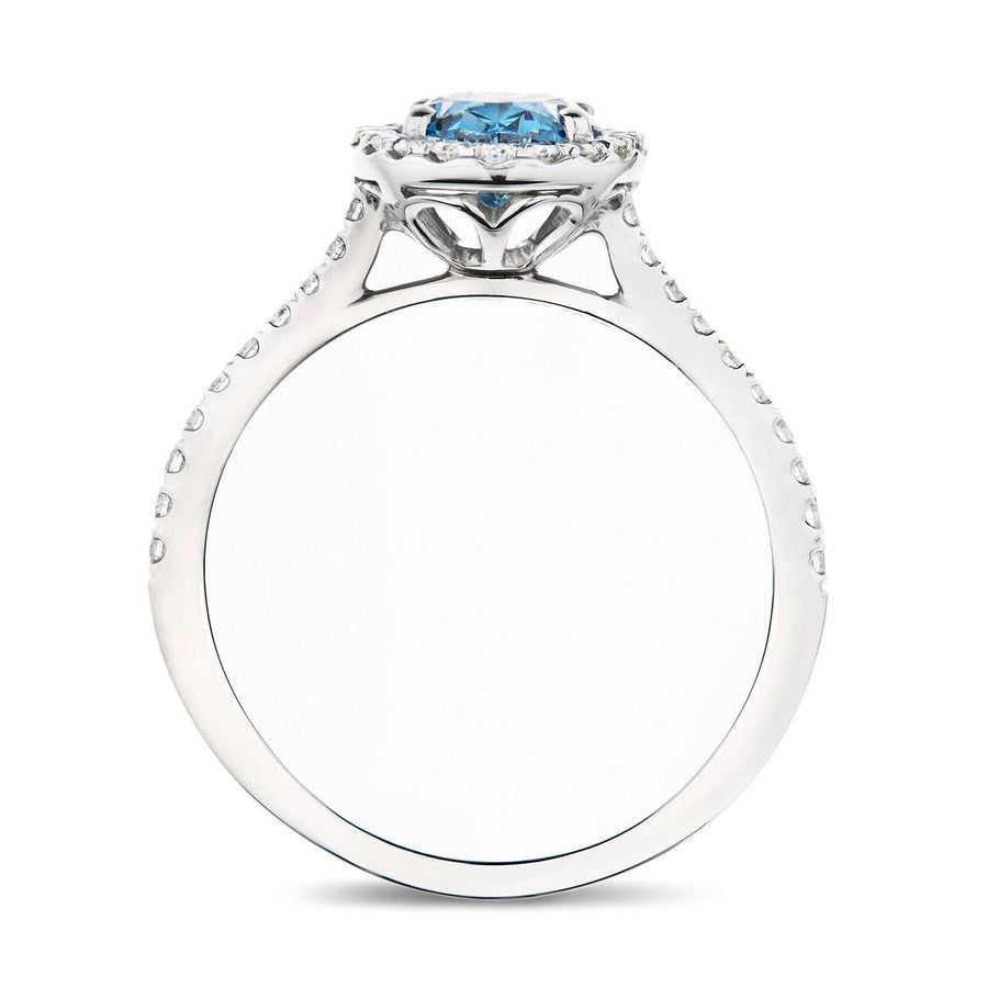 Isla Blue Lab Oval Diamond Halo Engagement Ring 1.00ct in Platinum - After Diamonds