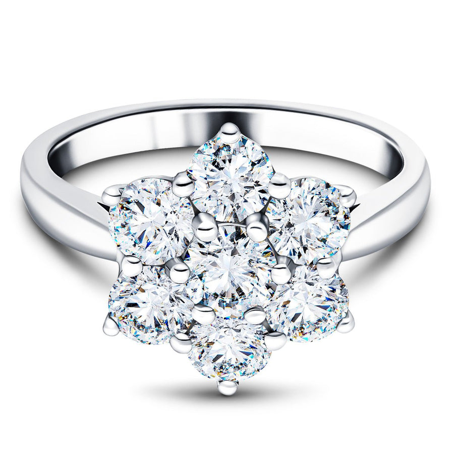 Lab Diamond 1.00ct Cluster Ring G/VS Quality in 9k White Gold - After Diamonds