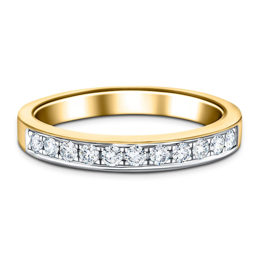 Lab Diamond 11 Stone Half Eternity Ring 0.25ct G/VS in 9k Yellow Gold - After Diamonds