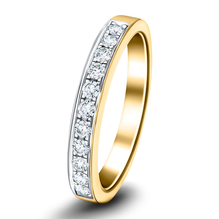 Lab Diamond 11 Stone Half Eternity Ring 0.25ct G/VS in 9k Yellow Gold - After Diamonds