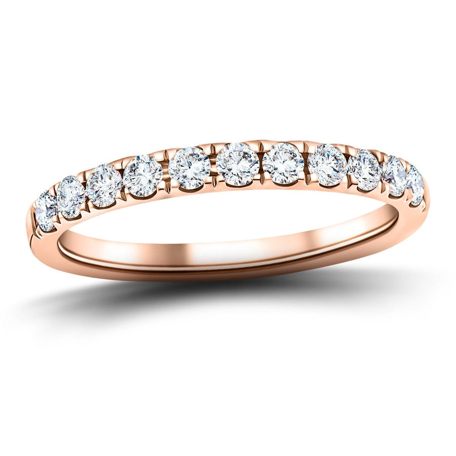 Lab Diamond 11 Stone Half Eternity Ring 0.40ct G/VS in 18k Rose Gold - After Diamonds