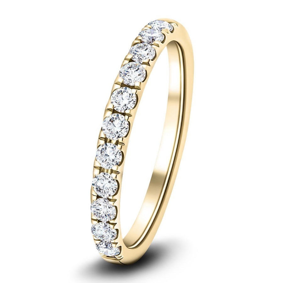 Lab Diamond 11 Stone Half Eternity Ring 0.75ct G/VS in 9k Yellow Gold - After Diamonds