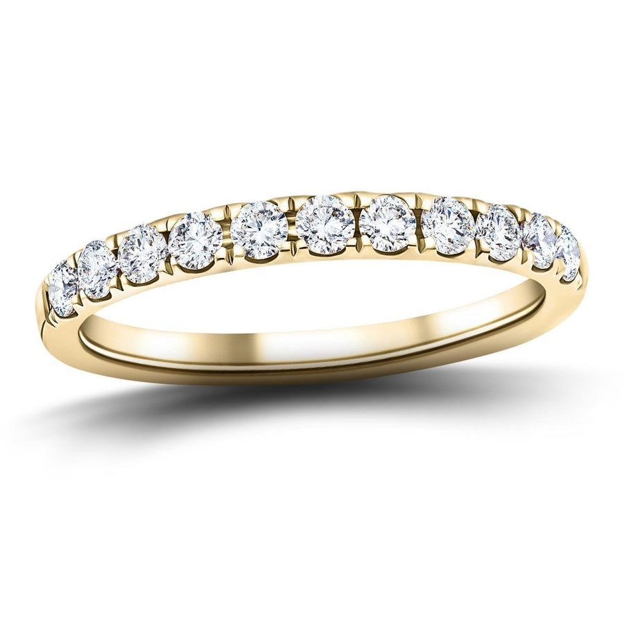 Lab Diamond 11 Stone Half Eternity Ring 0.75ct G/VS in 9k Yellow Gold - After Diamonds