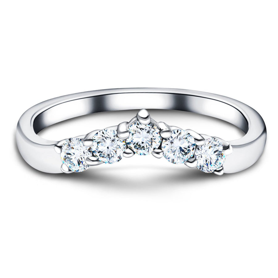 Lab Diamond 5 Stone Wishbone Ring 0.45ct G/VS Quality in 9k White Gold - After Diamonds