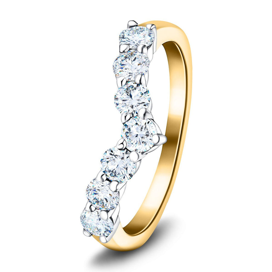 Lab Diamond 7 Stone Wishbone Ring 0.50ct G/VS Quality in 9k Yellow Gold - After Diamonds