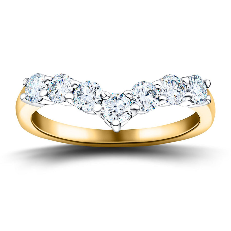 Lab Diamond 7 Stone Wishbone Ring 1.00ct G/VS Quality in 9k Yellow Gold - After Diamonds