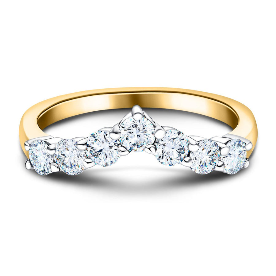 Lab Diamond 7 Stone Wishbone Ring 1.00ct G/VS Quality in 9k Yellow Gold - After Diamonds