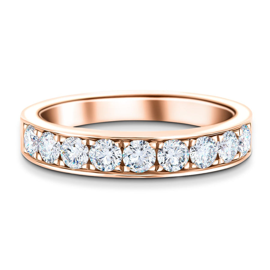 Lab Diamond 9 Stone Half Eternity Ring 1.00ct G/VS in 18k Rose Gold - After Diamonds