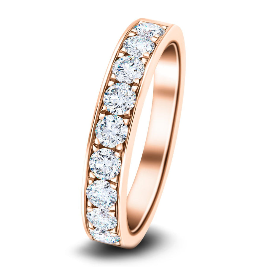Lab Diamond 9 Stone Half Eternity Ring 1.00ct G/VS in 18k Rose Gold - After Diamonds