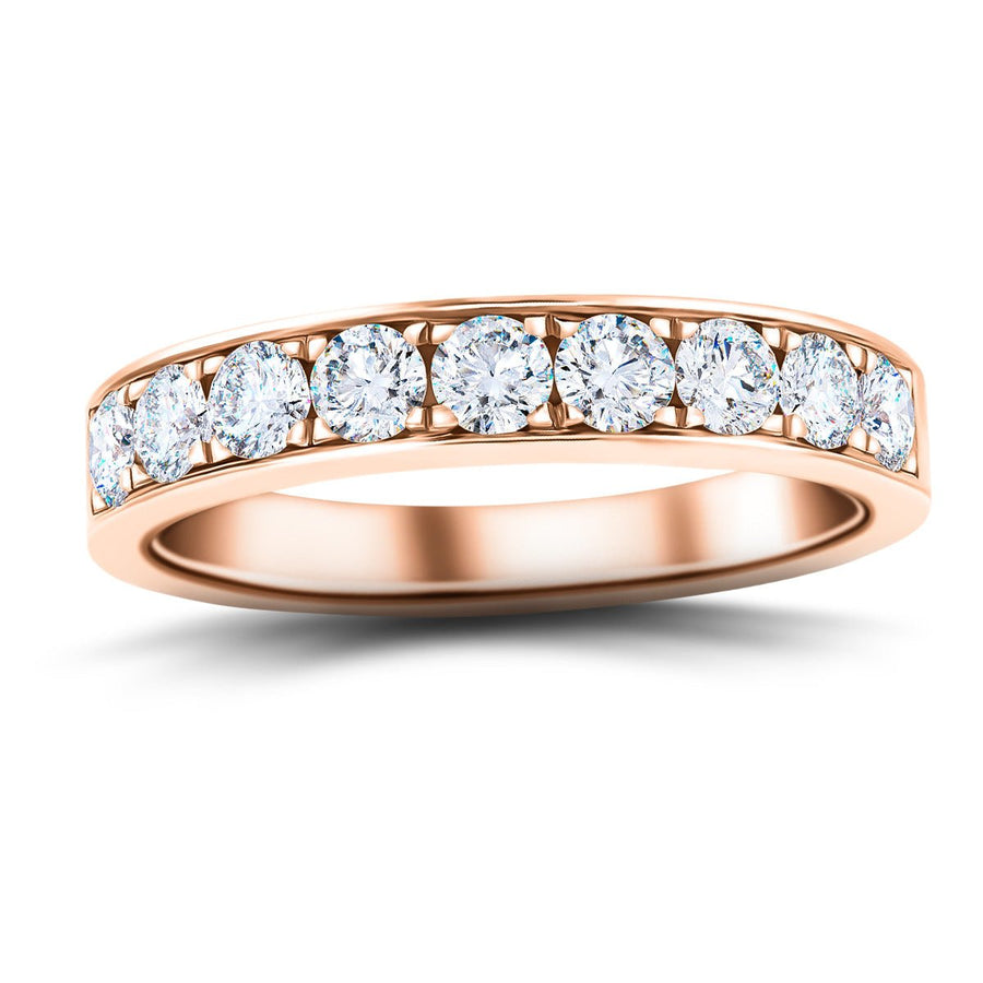 Lab Diamond 9 Stone Half Eternity Ring 1.00ct G/VS in 18k Rose Gold - After Diamonds