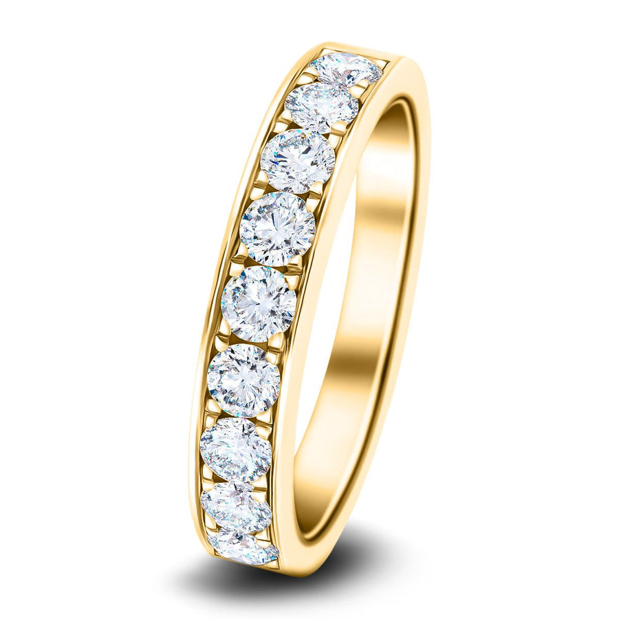Lab Diamond 9 Stone Half Eternity Ring 1.00ct G/VS in 18k Yellow Gold - After Diamonds