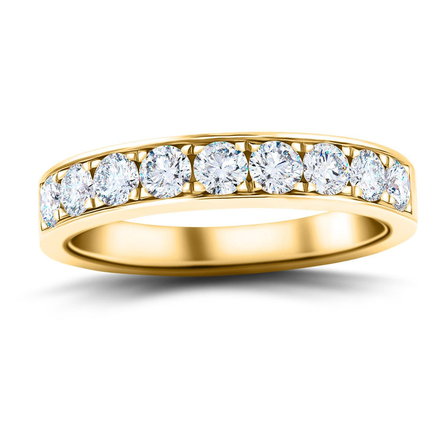 Lab Diamond 9 Stone Half Eternity Ring 1.00ct G/VS in 18k Yellow Gold - After Diamonds