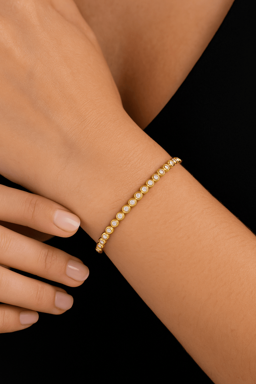 Lab Diamond Bezel Set Tennis Bracelet 1.00ct D/VVS in 9k Yellow Gold - After Diamonds