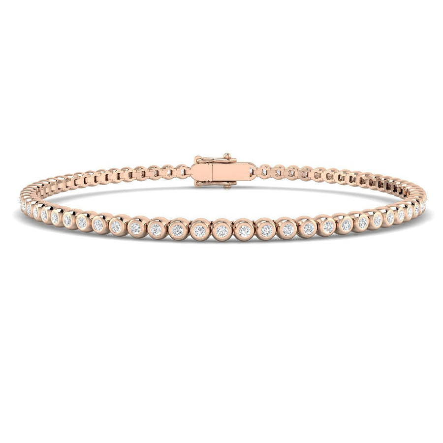 Lab Diamond Bezel Set Tennis Bracelet 1.00ct G/VS in 9k Rose Gold - After Diamonds