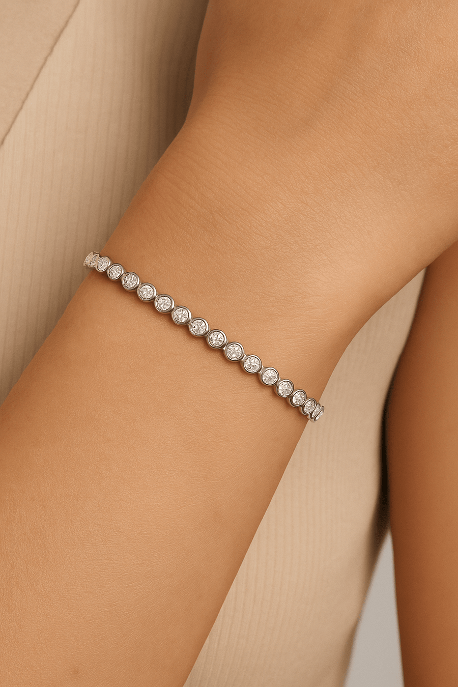 Lab Diamond Bezel Set Tennis Bracelet 2.00ct D/VVS in 925 Silver - After Diamonds