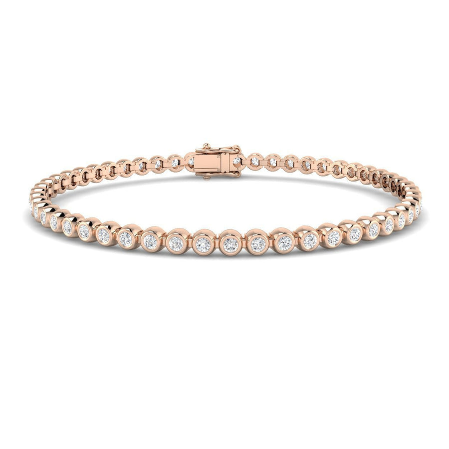 Lab Diamond Bezel Set Tennis Bracelet 2.00ct G/VS in 9k Rose Gold - After Diamonds