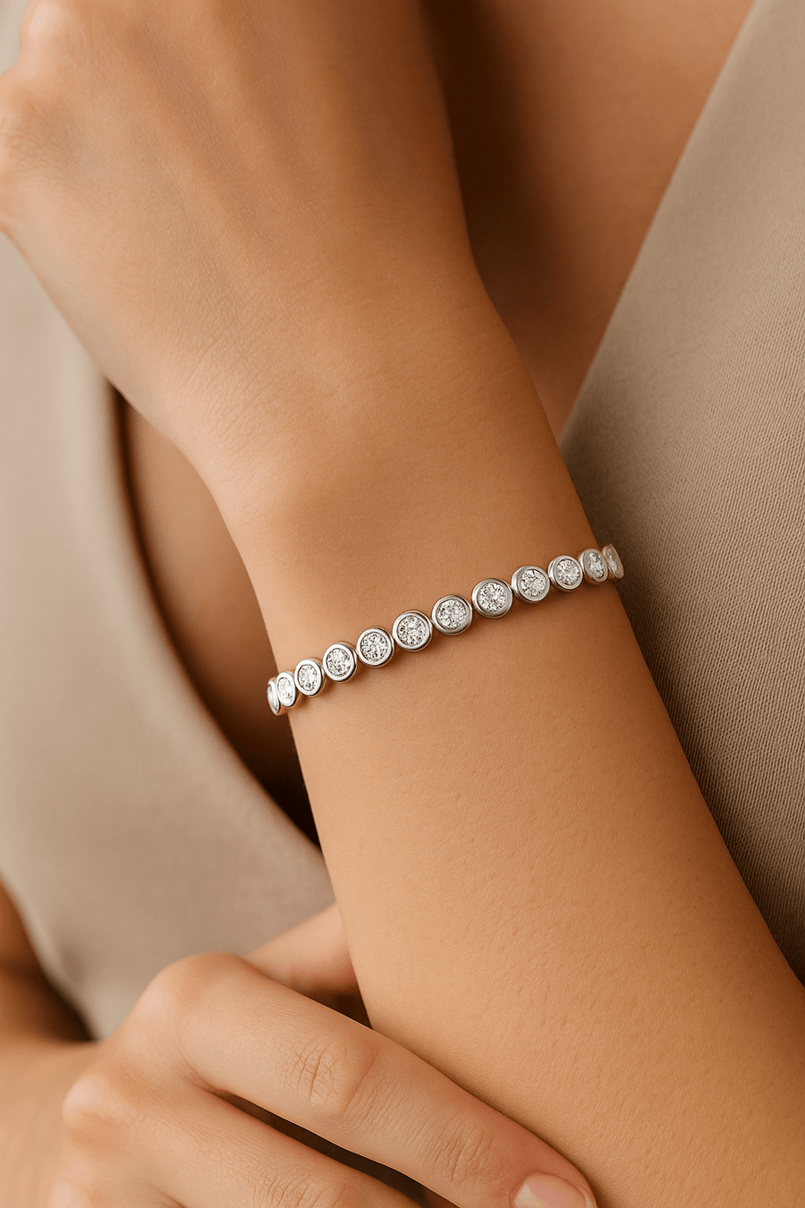 Lab Diamond Bezel Set Tennis Bracelet 4.00ct D/VVS in 925 Silver - After Diamonds