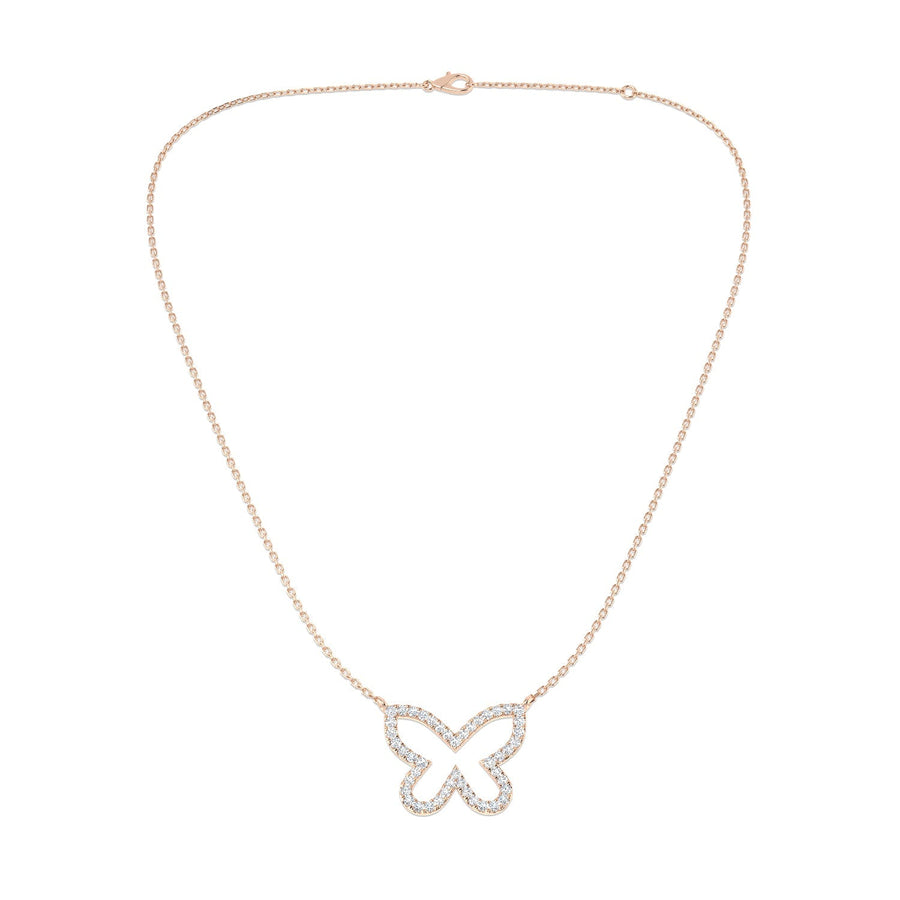 Lab Diamond Butterfly Necklace 0.50ct in 9k Rose Gold - After Diamonds