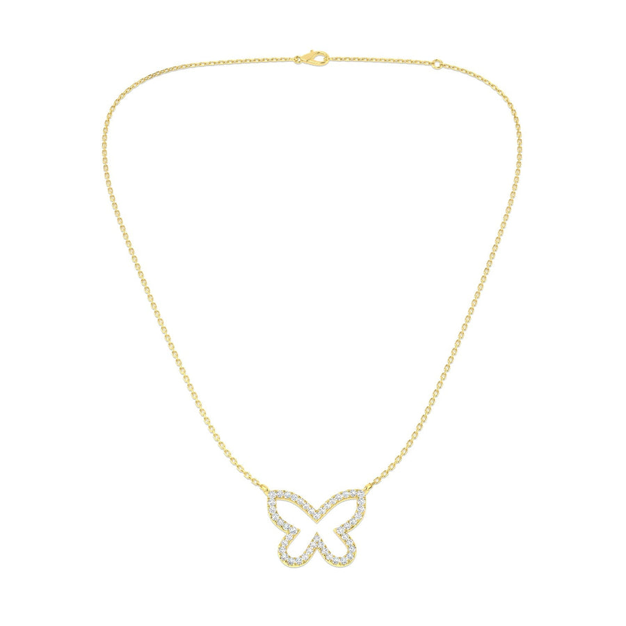 Lab Diamond Butterfly Necklace 0.50ct in 9k Yellow Gold - After Diamonds