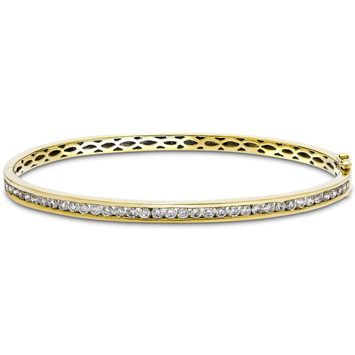 Lab Grown Diamond Channel Set Bangle 1.50ctw in D/VVS 14k Yellow Gold
