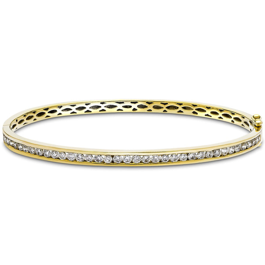 Lab Diamond Channel Set Bangle 1.50ct in G/VS 9k Yellow Gold - After Diamonds