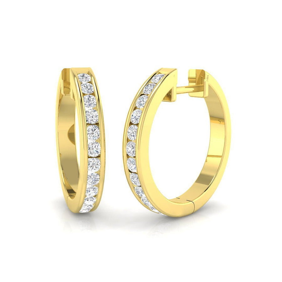 Lab Diamond Channel Set Hoop Earrings 0.50ct in 9k Yellow Gold - After Diamonds