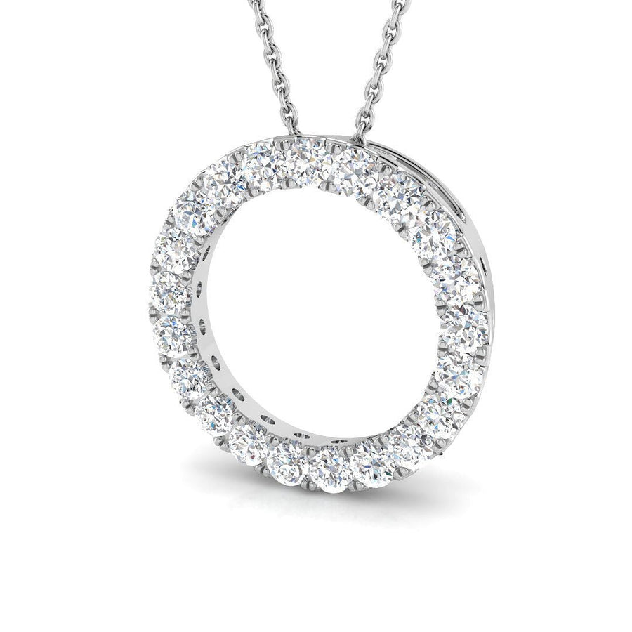 Lab Diamond Circle Necklace Pendant 1.00ct in 9k White Gold - After Diamonds