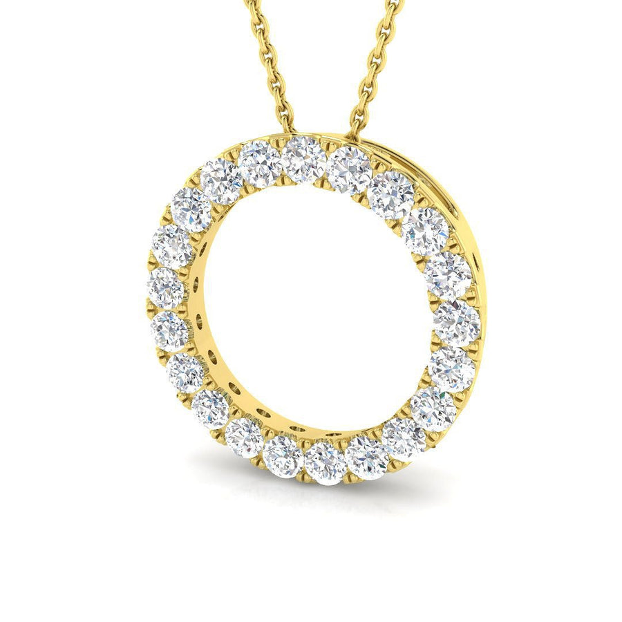Lab Diamond Circle Necklace Pendant 1.00ct in 9k Yellow Gold - After Diamonds