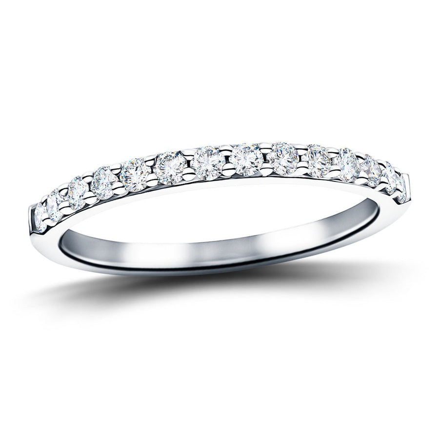Lab Diamond Claw Set 14 Stone Half Eternity 0.35ct G/VS in 18k White Gold - After Diamonds