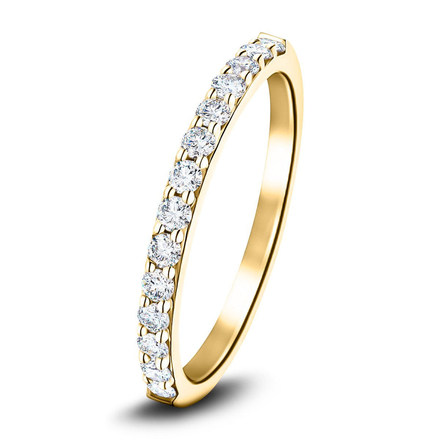 Lab Diamond Claw Set 14 Stone Half Eternity 0.35ct G/VS in 18k Yellow Gold - After Diamonds