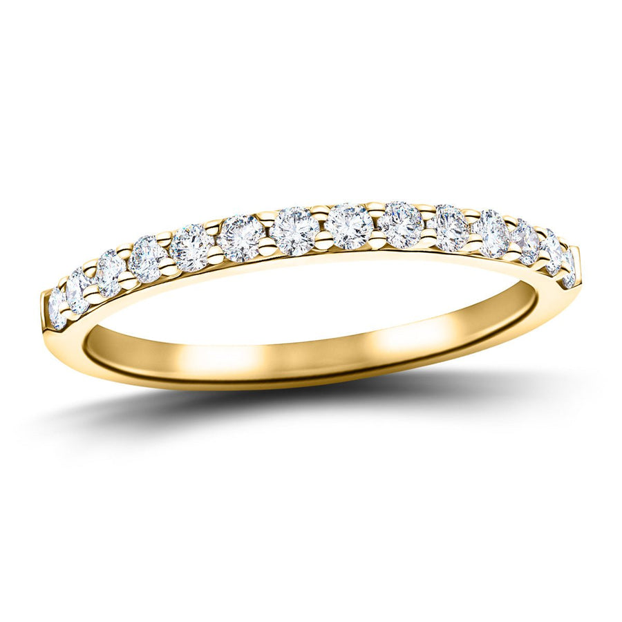 Lab Diamond Claw Set 14 Stone Half Eternity 0.35ct G/VS in 18k Yellow Gold - After Diamonds