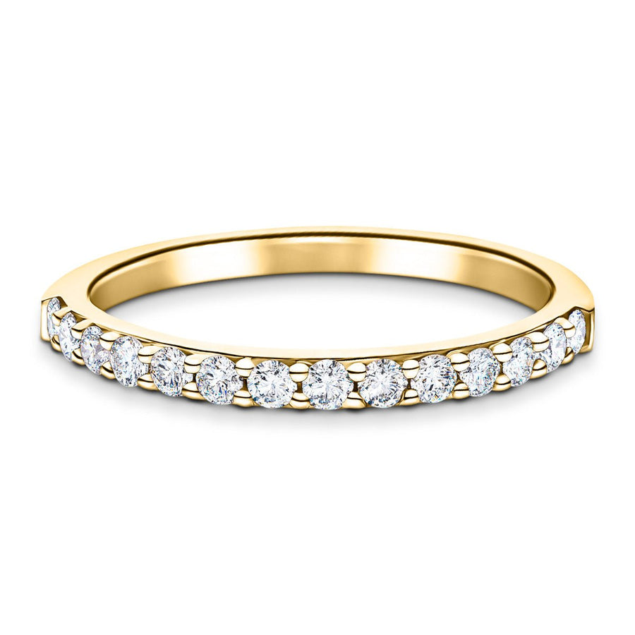 Lab Diamond Claw Set 14 Stone Half Eternity 0.35ct G/VS in 18k Yellow Gold - After Diamonds