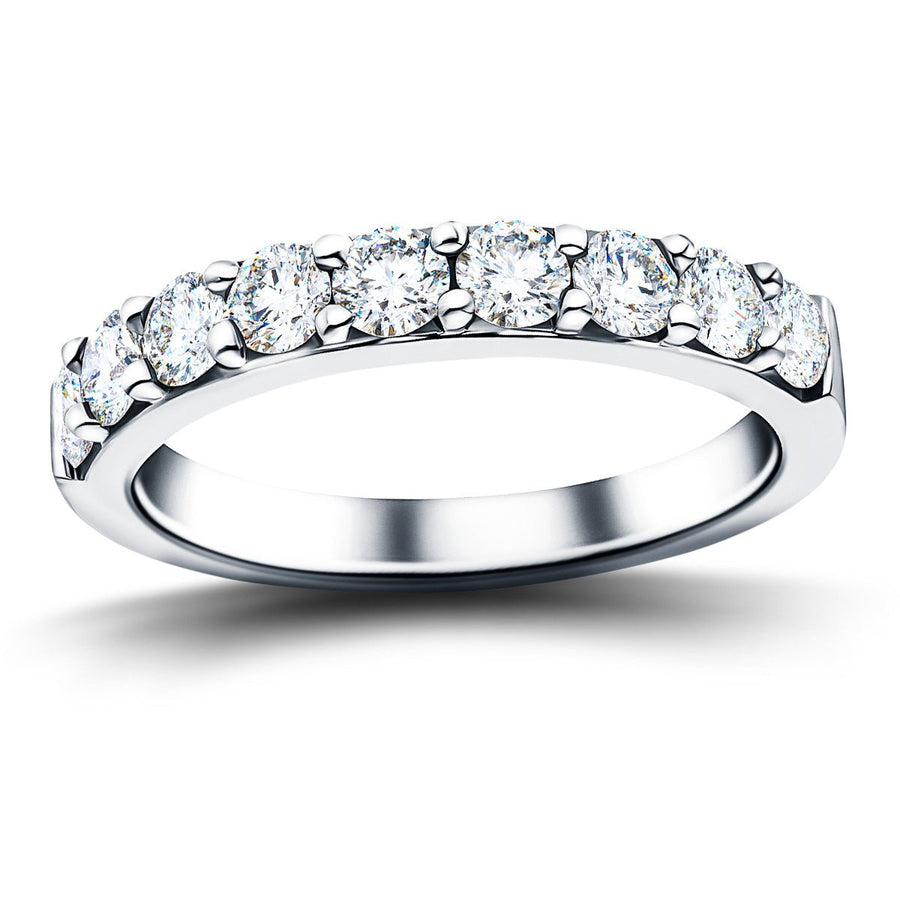 Lab Diamond Claw Set 9 Stone Half Eternity 1.00ct G/VS in 18k White Gold - After Diamonds