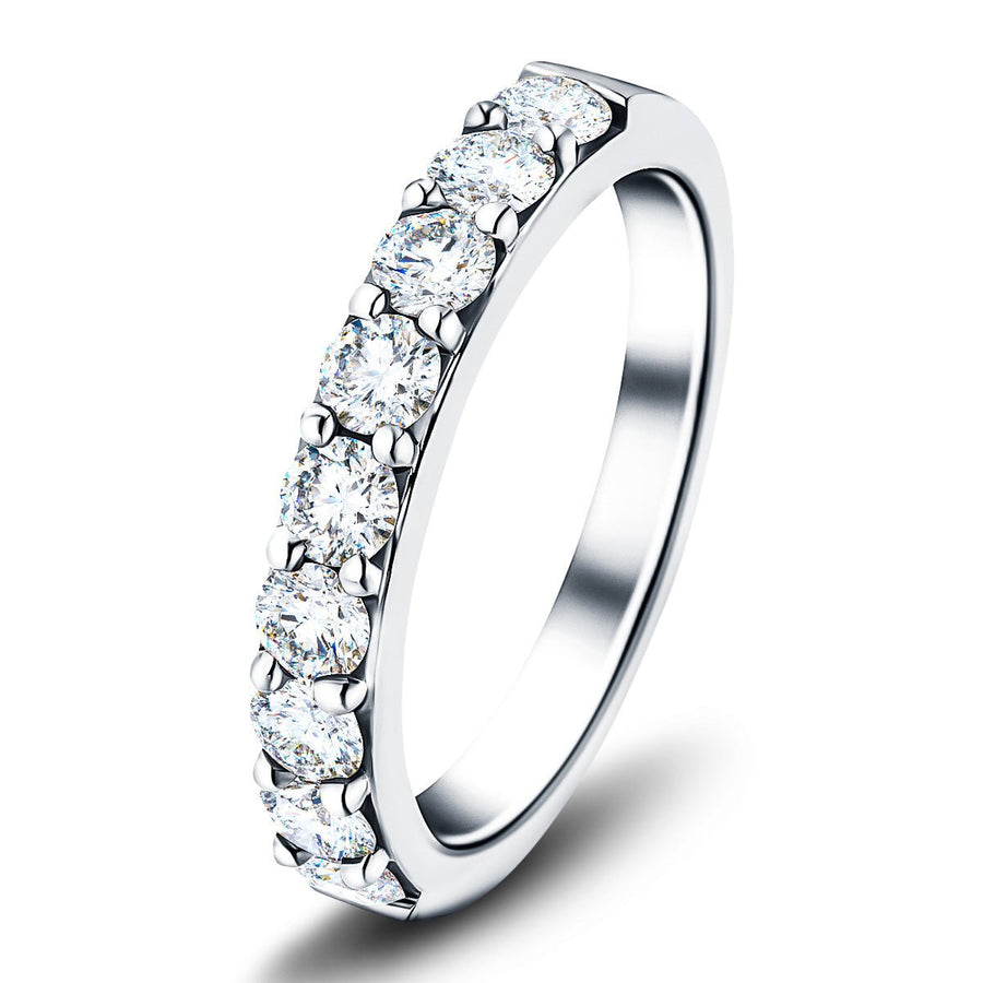 Lab Diamond Claw Set 9 Stone Half Eternity 1.00ct G/VS in 18k White Gold - After Diamonds