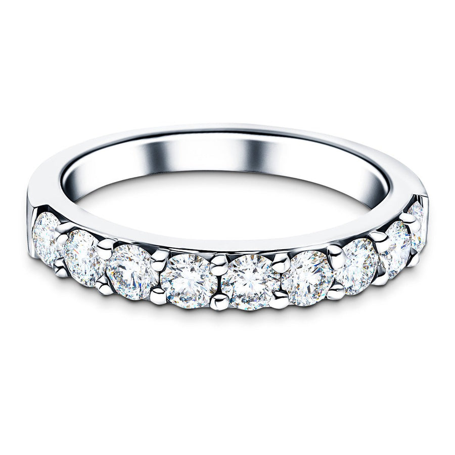 Lab Diamond Claw Set 9 Stone Half Eternity 1.00ct G/VS in 18k White Gold - After Diamonds