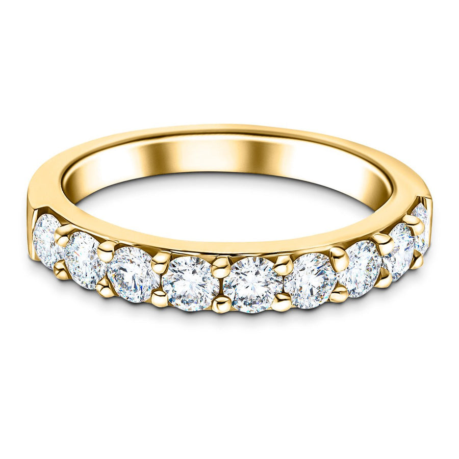 Lab Diamond Claw Set 9 Stone Half Eternity 1.00ct G/VS in 18k Yellow Gold - After Diamonds