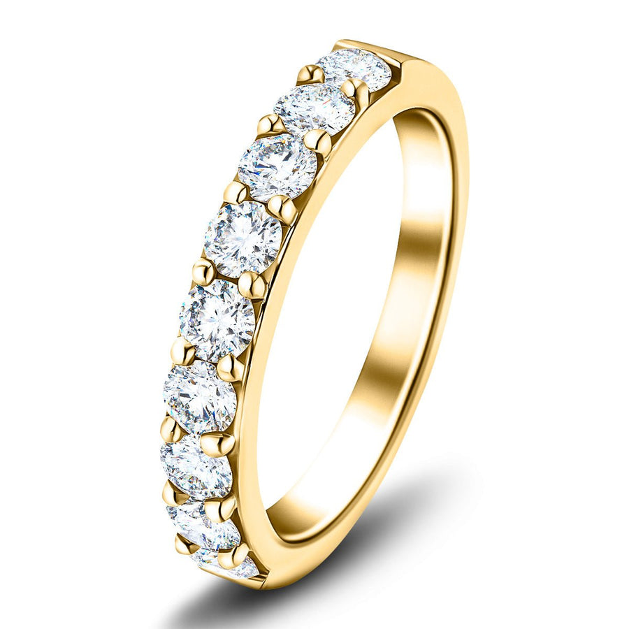 Lab Diamond Claw Set 9 Stone Half Eternity 1.00ct G/VS in 9k Yellow Gold - After Diamonds