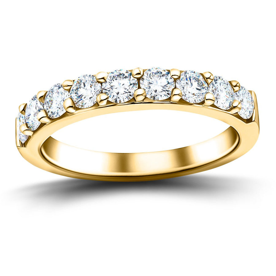 Lab Diamond Claw Set 9 Stone Half Eternity 1.00ct G/VS in 9k Yellow Gold - After Diamonds